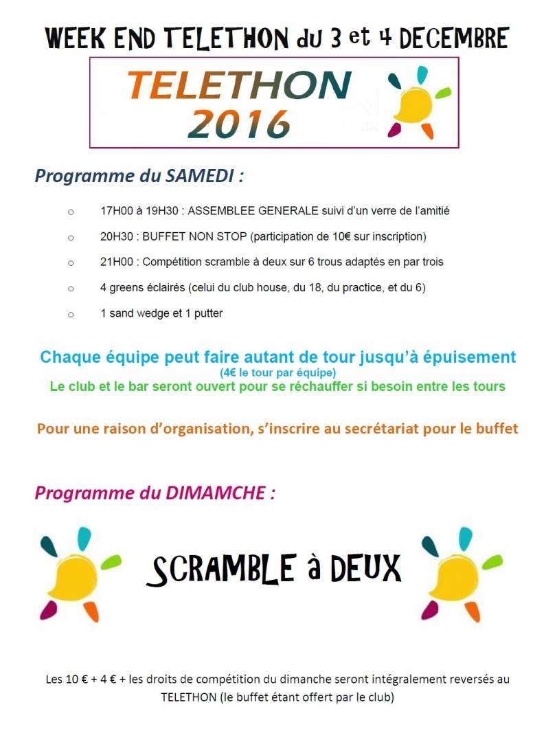 Téléthon 2016 : Samedi 3 et dimanche 4 décembre