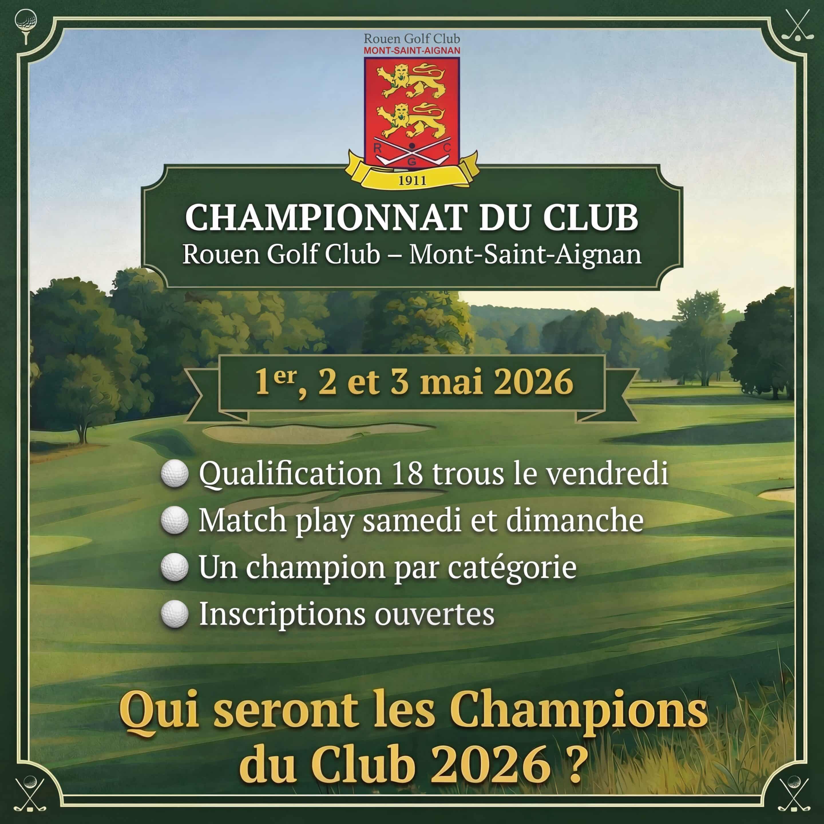 Championnat du club les 1er, 2 et 3 mars 2026