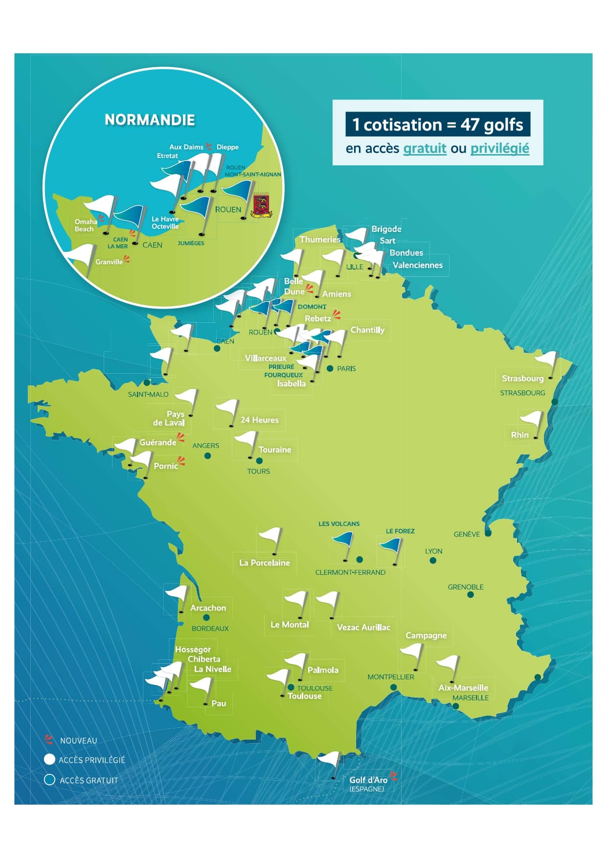 Les golfs qui accueillent nos membres