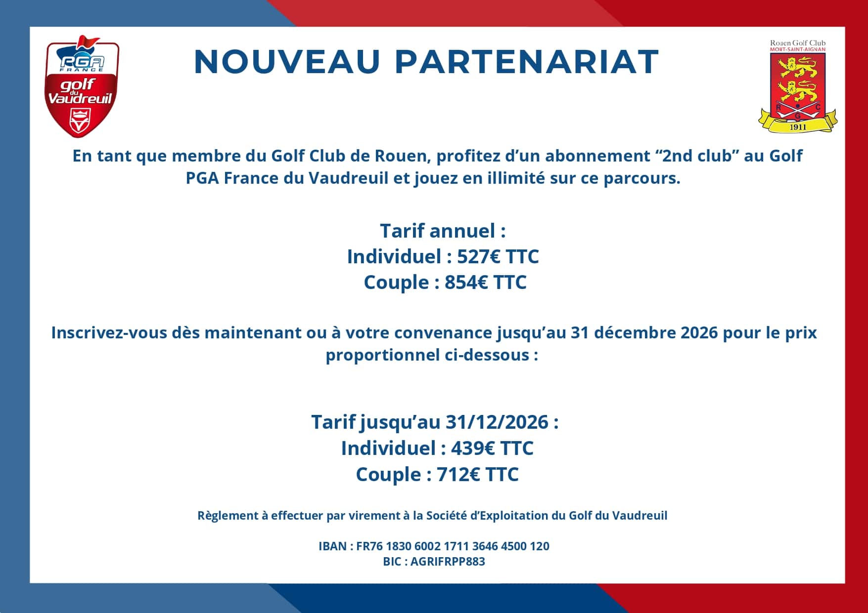Partenariat avec le Golf du Vaudreuil